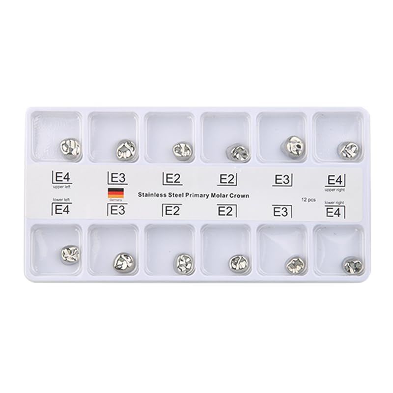 Dental Preformed Temporary Crown Metal Crowns Small Size Primary Molar Dentistry Orthodontic Material Tools Metal Teeth Crown 12Pcs