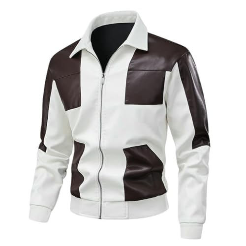 Veste de motard vintage blouson homme similicuir rétro
