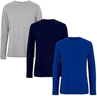 PAUL & ADAMS Pack Long Sleeve T Shirts Mens 4 Crew Neck Plain  100% Cotton Shirt Regular Fit Tee 160gsm 6 Colours Type