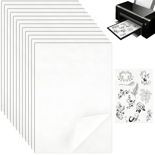 JININOSEU 12 PCS A4 (29 7x21cm) Stickvlies Wasserlöslich Selbstklebend Bedruckbare Stickpapier Wasserlöslich für Drucken Handbemalt Bestickt