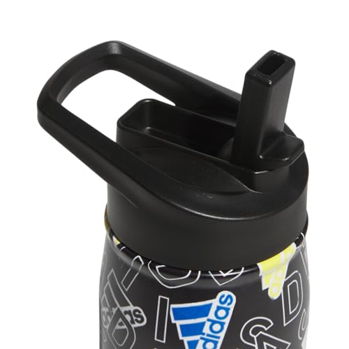 adidas 600 ML (20 oz) Straw Top Metal Water Bottle, Hot/Cold Double-Walled Insulated 18/8 Stainless Steel, Adi Comp Black/Black/White, One Size, Adi Comp Black/Black/White, One Size
