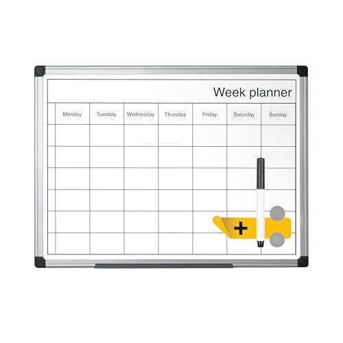 Bi-Office Week Planner, Magnetic, Black and White, 60 x 40 cm
