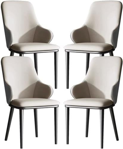 SJIALEN Kitchen Dining Chairs Set of 4,Artificial Leather Carbon Steel Leg Dressing Table Makeup Chair Bedroom Room Balcony Sofa Chair Kitchen Chair (Color : Beige, Size : 88 * 45 * 41cm)