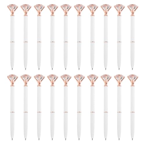 Stylos à bille rétractables en métal pour mariage et bureau PATIKIL 20 pièces blancs