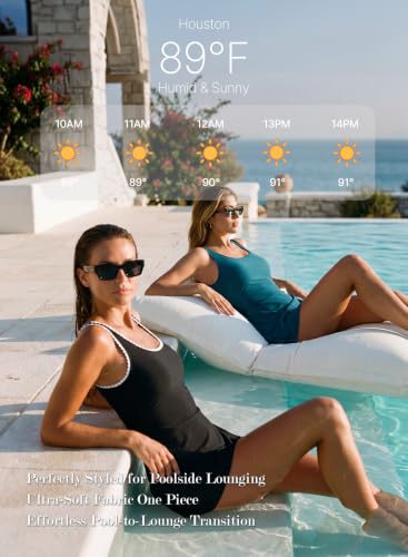 Image of Aleumdr One Piece Swimdress Swimsuit for Women Tummy Control Split Swim Dress Skirt Bathing Suit with Pockets