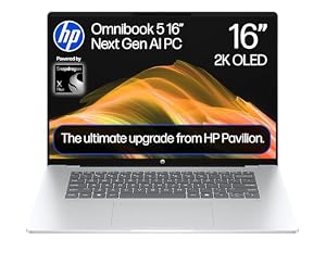 HP OmniBook 5 Next Gen AI 16" Laptop | CoPilot+ PC | Snapdragon X1-26-100 Processor | 16GB RAM | 512GB SSD | Qualcomm Adreno Graphics | 2K OLED Display | 34.75 Hrs Battery | Windows 11 | 16-bf0000sa