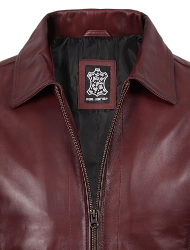 Image of fjackets Men's Real Lambskin Leather Jacket - Shirt-Collar Moto Biker Style Year-Round Wear