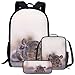 Agoviwo Chinchilla Printed Children School Bag Set 3PCS Set with Bookbag, Meal Holder and Pen Bag