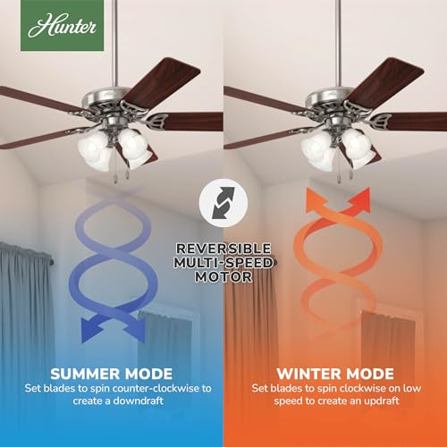 Image of Hunter Studio Series, Indoor, Ceiling Fan, Quiet, 52 inch, Brushed Nickel