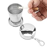 Ashtray,Ash Tray Outdeer,Retractable Ashtrays for Cigarettes,Stainless Steel Ashtray with Key Chain(Silver)
