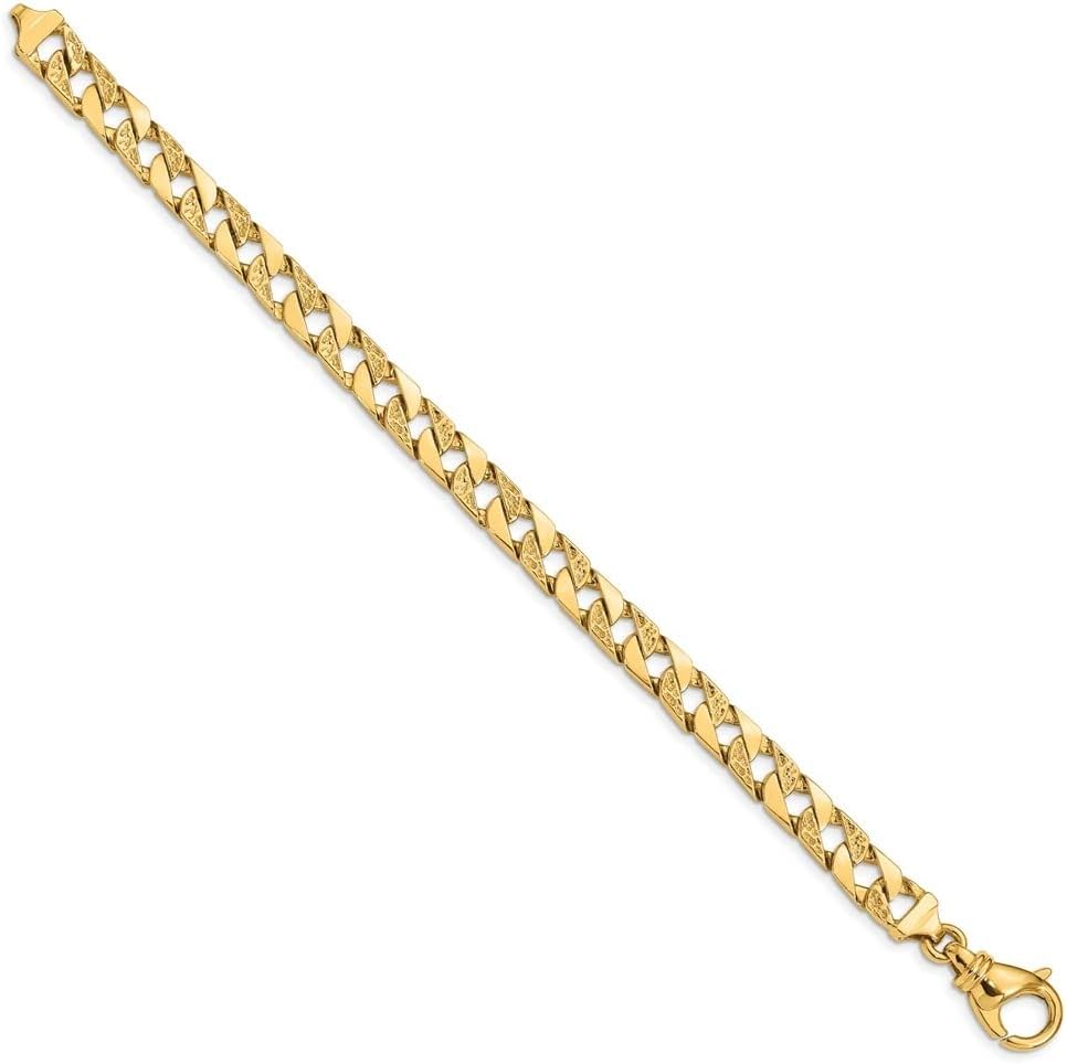 Diamond2Deal 10k Yellow Gold 7.5mm Hand Polished Fancy Link Bracelet (7 to 9 in)