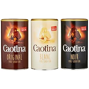 Caotina set van 3, original, noir, blanc, Cacaopoeder met Zwitserse Chocolade, Warme Chocolademelk, 3 x 500g