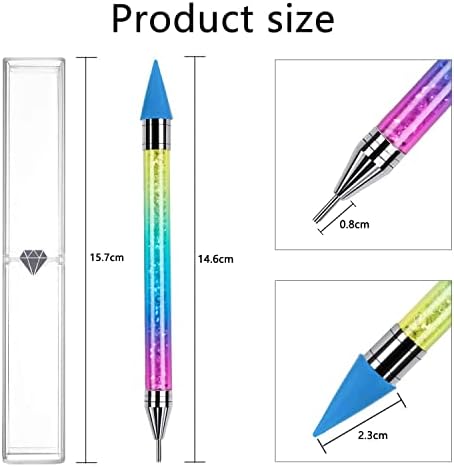 YINGJEE 2PCS Rhinestone Picker Pen Dual-ended Nail Art Dotting Pen Wax Pencil For Rhinestones Acrylic Handle Manicure DIY Diamond Painting Tools(Gradient)
