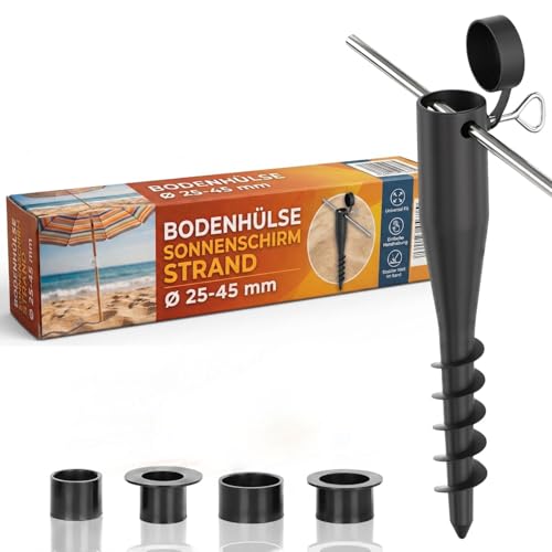 Bodenhülse Sonnenschirm Halterung Strand Schirmständer Erdspieß für Strandschirm Windfest Stabil Schirmhalter Sonnenschirmständer Sand Bodenanker Einschraubbodenhülse Sandanker Bodendübel eindrehen