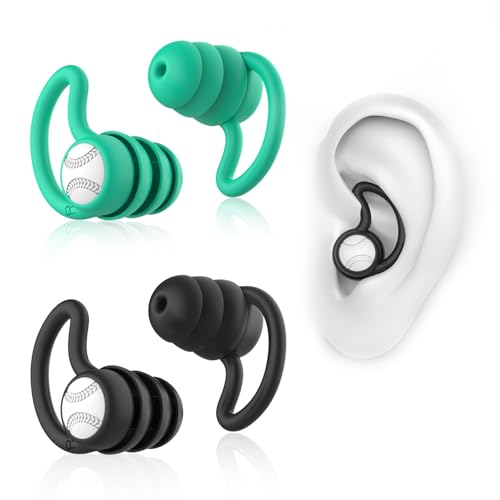 Lot de 2 paires de bouchons d'oreille pour adultes - En silicone souple - Imperméables et réutilisables - Pour la douche, la natation, le surf (Noir + Vert)