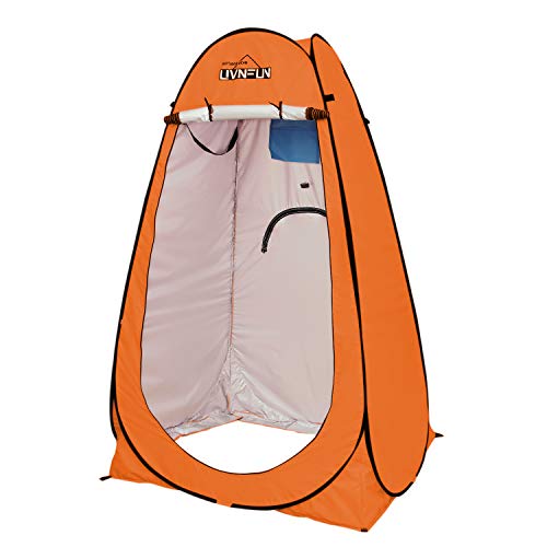 LUVNFUN Privacy Shower Tent – Pop Up Changing Tent Camping Shower Toilet Tent Portable Shelters Room 6.2 FT Tall - Color Orange
