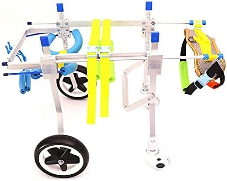 Silla de ruedas para perros ajustable, soporte trasero de cuatro ruedas y vehículo asistido para mascotas