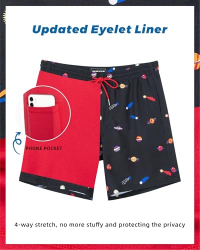 Image of SURF CUZ Mens Swim Trunks with Compression Liner Swim Shorts 7 inch Swimming Trunks Stretch 7 Inch Swim Suits Quick Dry
