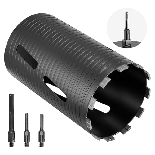 Image of VEVOR Core Drill Bit, 6 inch Diameter, 9-1/2 inch Drilling Depth, 5/8-11 Internal Thread, Diamond Dry Coring Bit with 3 Adapters, Pilot Drill and Hex Wrench, for Concrete, Red Bricks, and Masonry