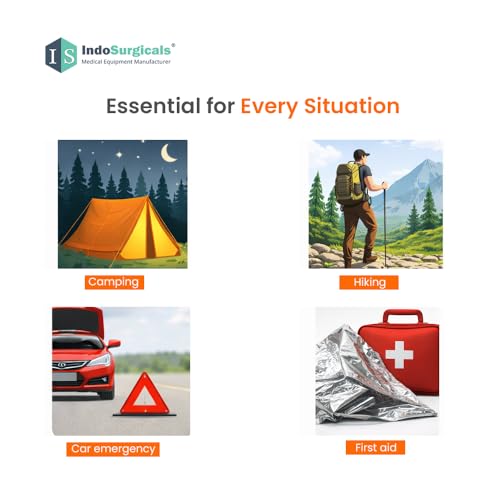 Image of IS IndoSurgicals Emergency Thermal Blanket | Premium Mylar Foil Space Blanket for Survival, Travel & Extreme Cold Protection | 160 x 210 cm | Pack of 25