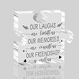 JMICPTUB Friendship Gifts Acrylic Block Puzzles Piece Sign, Gifts for Best Friends Women Men, Our Laughs Are Limitless Our Friendship Is Endless Puzzle Plaque Decoration for Bedroom Home