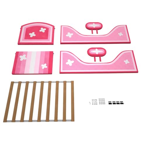 Image of weeonekids Toddler Bed, Child Bed for Kids with Extra Safty Broad, Standard Crib Size Toddler Bed, Certified Fabric Toddler Beds,Toddler Flood Bed (Rainbow Pink)