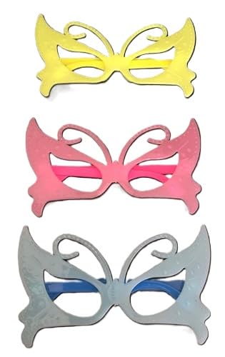 CHASHIBA® (Pack of 12 Neon Butterfly Shape Eyeglasses Shades Specs Goggles for Kids Birthday Nightclub Adults Fun Party Photo Booth Props - Colors May Vary (Butterfly)