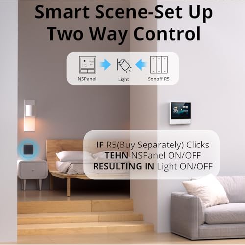 SONOFF NSPanel Smart Scene WLAN Wandschalter,WiFi Smart Schalter,2 Way Smart Home Control Panel für Temperatur und Feuchtigkeitskontrolle,Smart Schalter,Arbeitet mit Alexa & Google Home（Weiss）