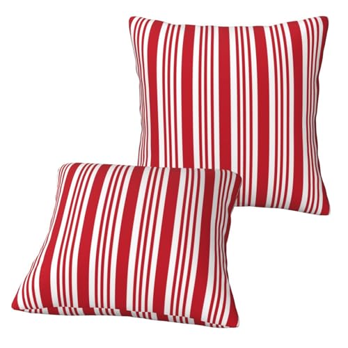 Nezweld Red and White Striped 20x20 Pillow Cover