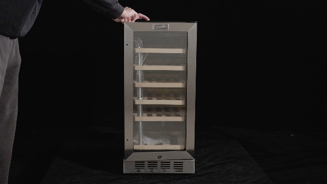 Image of Empava 15 inch Wine Cooler Refrigerator Under Counter with Glass Door, Freestanding Fridge with LED Light, Touch Control, 31 Bottles Capacity