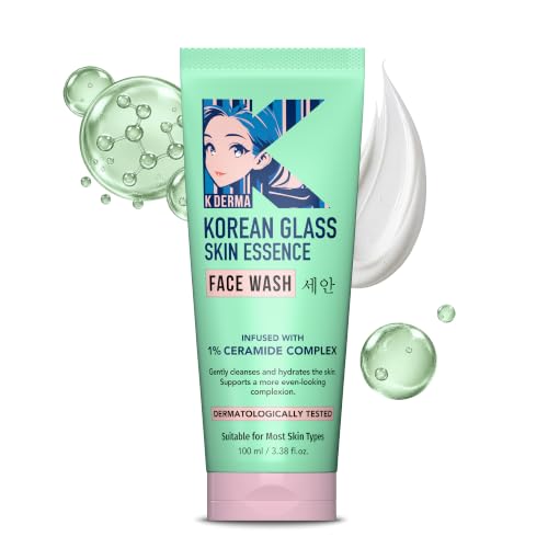Image of K DERMA Korean Face Wash | With Rice Water & 1% Ceramide Complex | Brightening | Hydrating | Gentle Cleanser For All Skin Types | 100ml
