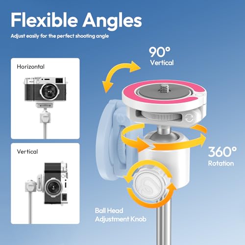 Image of ULANZI MT44M Auto Open Magnetic Phone Tripod, 59 inch Selfie Stick with Remote | Tripod Stand 2-in-1 Dual Mount&1 /4 inch Screw for Phone&Camera, 360Ball Head for iPhone Android, Vlogging, Live Streaming(White)