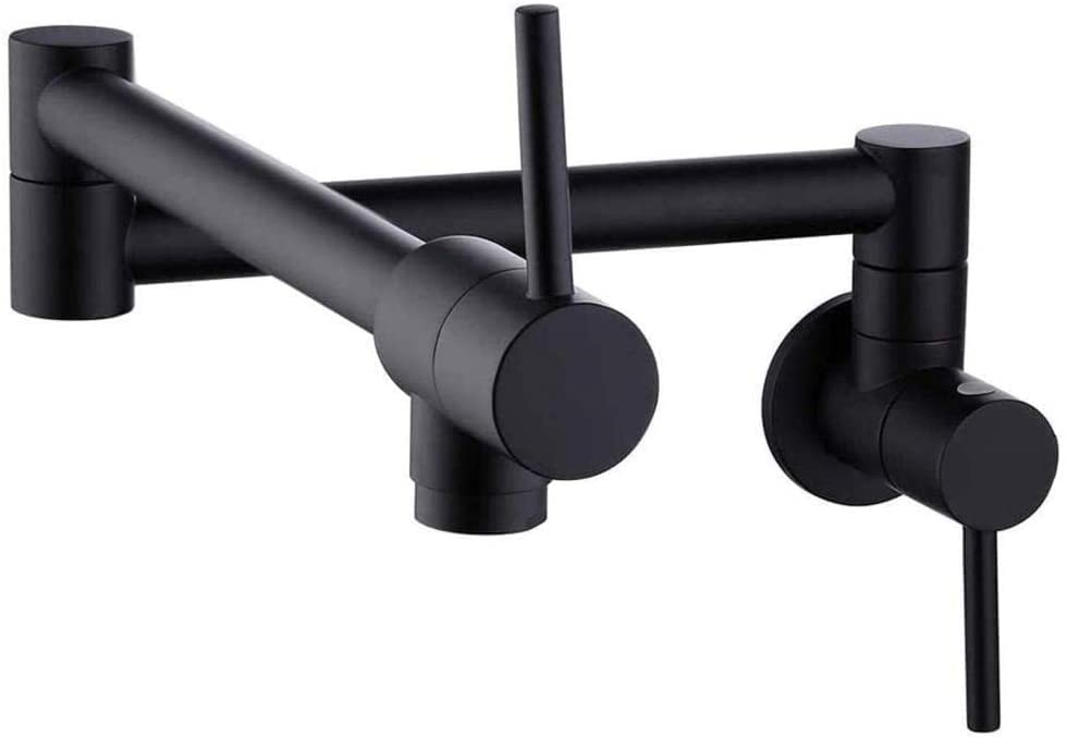 Grifo fregadero de pared negro plegable telescópico para agua fría de cocina