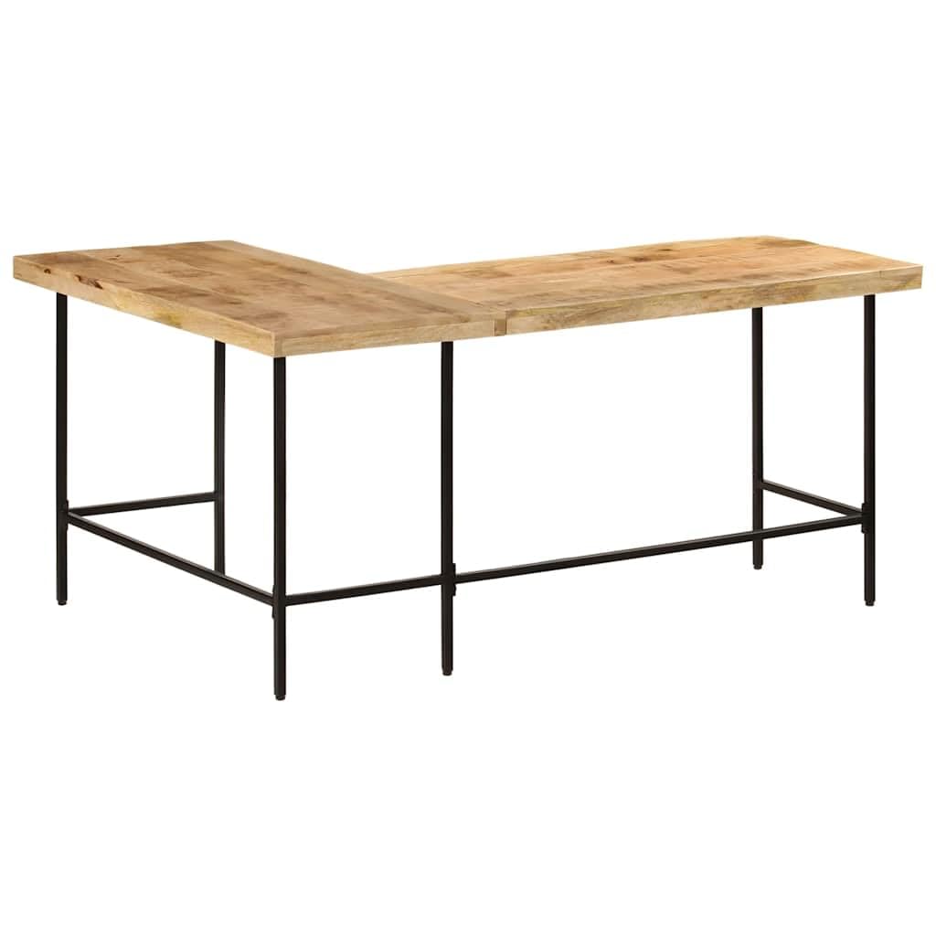 Hothingwell Biurko w kształcie litery L 165x110x77 cm z litego drewna mango | Solidne żelazne nogi, instalacja prawa lub lewa, unikalny rustykalny design
