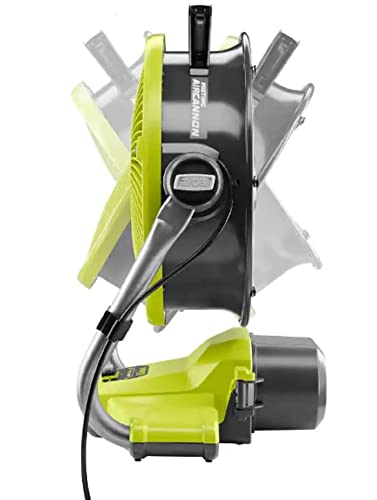 RYOBI ONE+ 18V Cordless Hybrid WHISPER SERIES 12 in. Misting Air Cannon Fan Kit with 4.0 Ah Battery and Charger, MEDIUM, GREEN