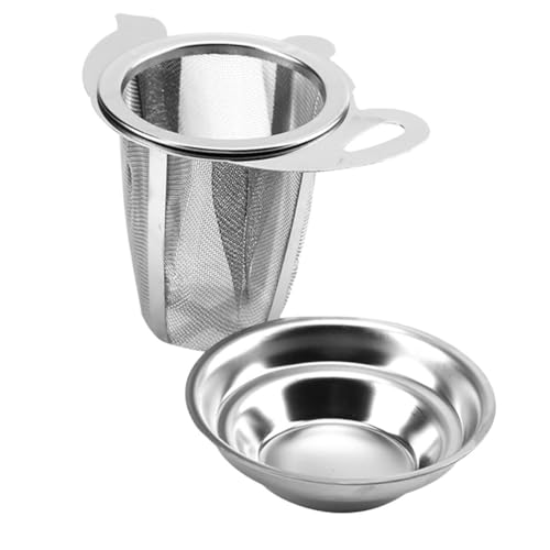 MUELODSIC ステンレス製茶こし ダブルハンドル付き メッシュストレーナー 細かい茶葉対応 客用湯呑みやマグカップ用 茶葉濾過に 清潔簡単乾燥