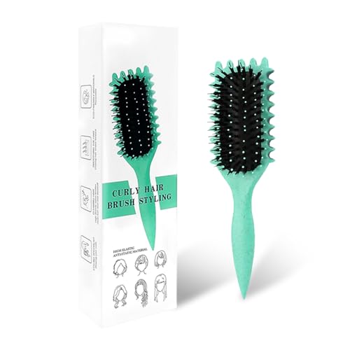 Brosse à cheveux bouclés, brosse de coiffage pour définir les ondulations, peigne et modèle les spirales, réduit les frisottis et améliore la texture des...