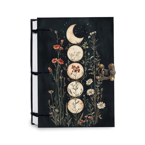 Image of Flower Moon Face Diary Notebook 7x5 Inch 160 Pages Unruled Journal for Writing