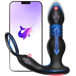 Analplug Sex Spielzeug für Die Männer Anal Dildo Vibrator, Anal Plug Prostata Stimulator Massagegerät Buttplug Penisring Schub Dildo APP Fernbedienung Butt Plug mit 7 Vibrationsmodi 7 Schubmodi