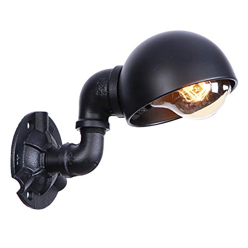 Lampe murale rétro E27 en tuyau d'eau industriel et fer rouille style vintage américain