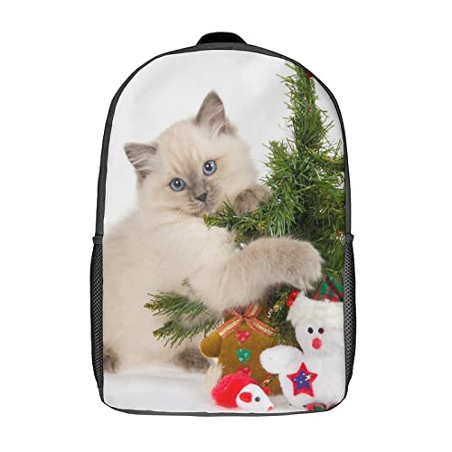 Sac d'école unisexe chat avec grand volume extérieur 17"