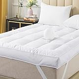 WhatsBedding Duck Feather Bed Mattress Topper, 100% Cotton Extra Thick Memory Foam Mattress Topper, 2500GSM Overfilled Pillow Top, Hotel Collection