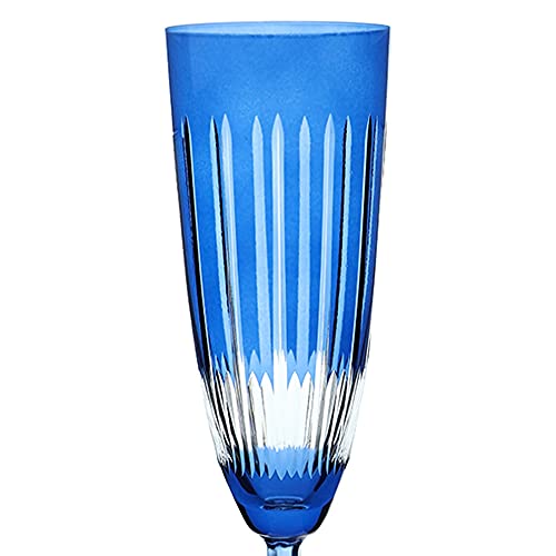 Taca para champanhe Elizabeth lapidada em cristal ecologico 190ml A25cm cor azul-AZUL - Bohemia- Ful