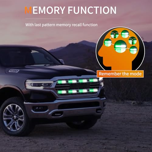 Image of Nilight 8PCS LED Strobe Lights 12V 24V Amber White Sync Feature Ultra Slim | Green White 12 LED Emergency Hazard Warning Light Flashing Warning Mini Surface Mount Grille for Car Truck Camper trailer SUV