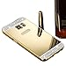 Creazy® Rhinestone Metal Frame PC Mirror Back Case Cover For Samsung Galaxy S7 Edge (Gold)