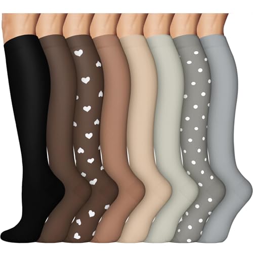 Image of 8 Pairs Compression Socks for Women & Men,Support Compression Stockings for Medical Running Athletic