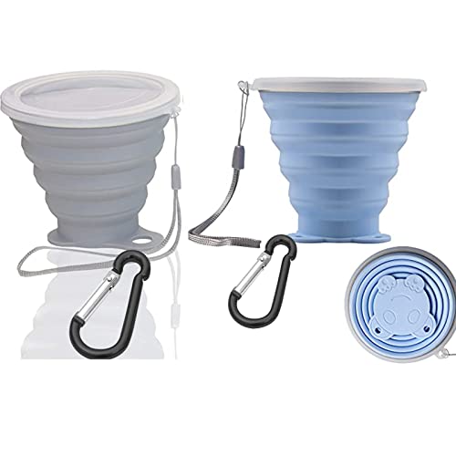 Zcsiborui 2 Pcs Collapsible Cup, Silicone Collapsible Travel Cup, Expandable Folding Camping Drinking Cup Lids Reusable Small Portable Mugs Cup For Travel, Camping, Hiking, Outdoor Sports #TOP7