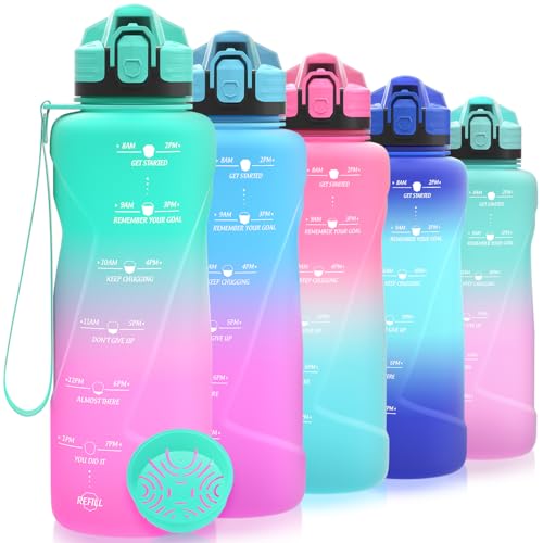 Niggeey Garrafa de água 2 l, 1500 ml, 1000 ml, 700 ml, garrafa de água desportiva de 500 ml, garrafa de água motivacional, garrafa desportiva tritan de plástico sem BPA e à prova de fugas, para
