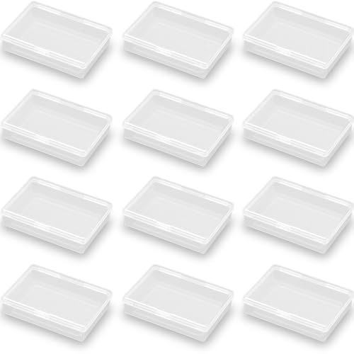 Image of 12 Pieces Rectangular Clear Plastic Storage Containers (3.94 x 2.76 x 0.95 inch) for Tiny Items and Other Craft Projects