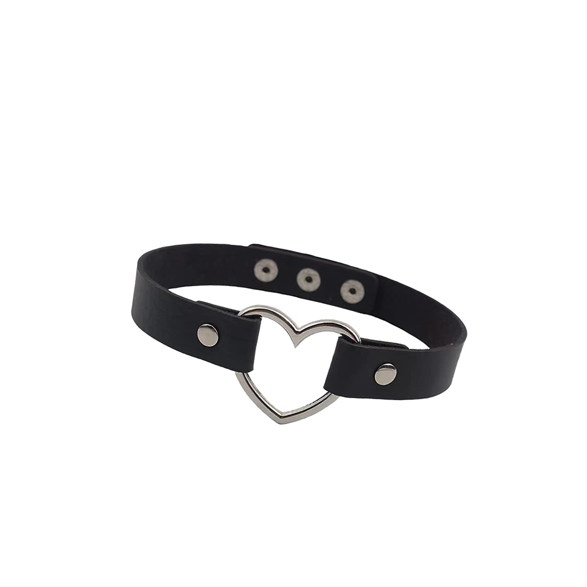 Adjustable Black Gothic Leather Love Heart PU Leather Choker for Girls Punk Cool Jewelry